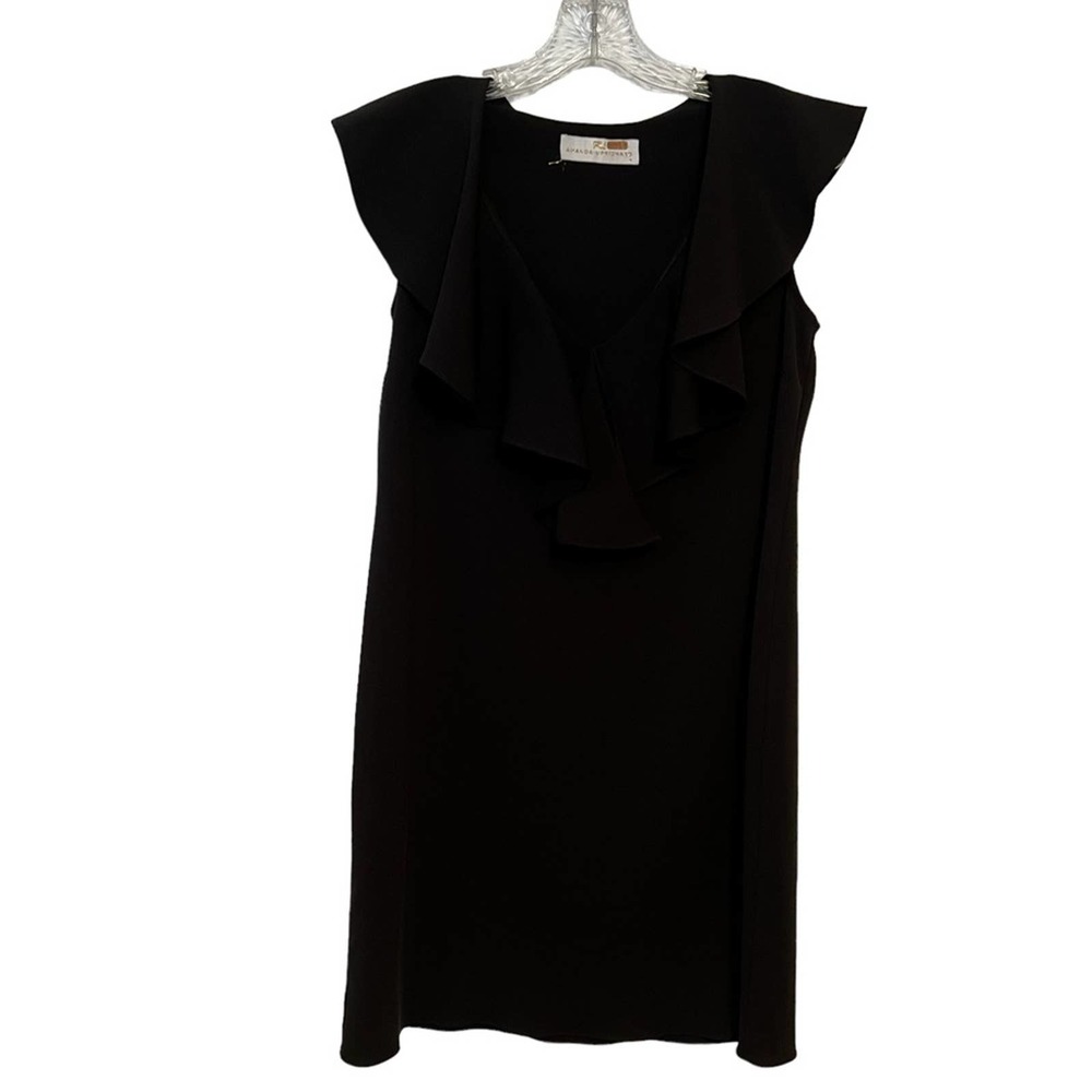 Amanda Uprichard Womens Black Dress Size X-Small Ruffle Neckline Sleeveless